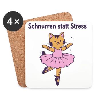 Schnurren statt Stress – Ballettkatze - Untersetzer (4er-Set) - Weiß - Vorne