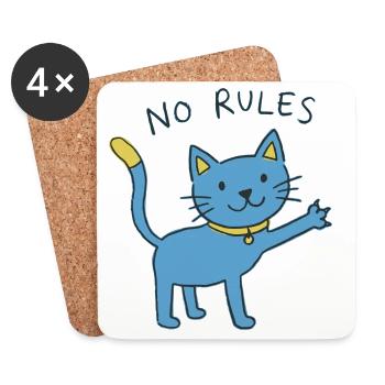 Blue Cat Revolt – No Rules - Coasters (set of 4) - white - Front