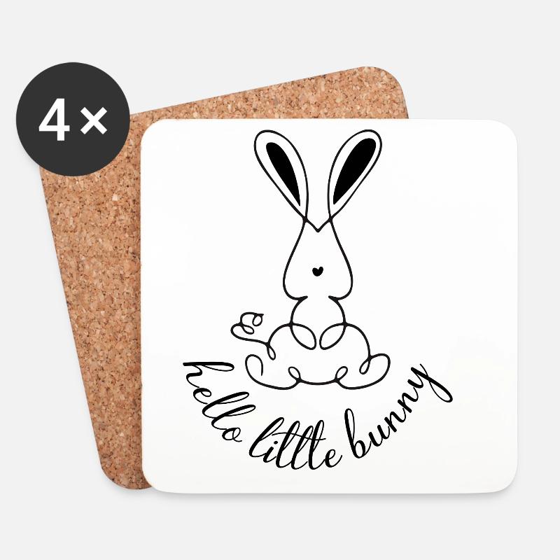 Little Bunny Black - Untersetzer (4er-Set) - Weiß