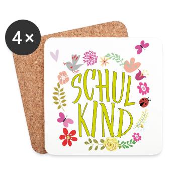 Schulkind Blumenkranz  - Untersetzer (4er-Set) - Weiß - Vorne