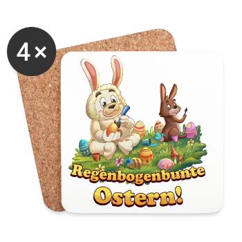 Siggi und der Zauberwald - Ostern Eier bemalen - Untersetzer (4er-Set) - Weiß - Vorne