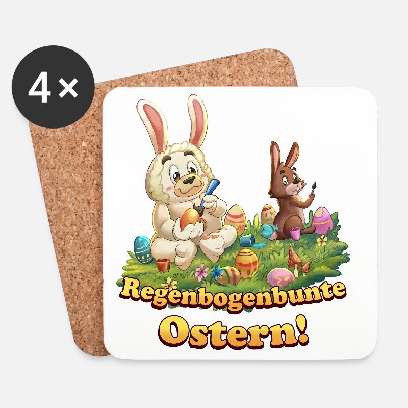 Siggi und der Zauberwald - Ostern Eier bemalen - Untersetzer (4er-Set) - Weiß