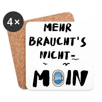 Moin mehr braucht's nicht Meer Leuchtturm Nordisch - Untersetzer (4er-Set) - Weiß - Vorne