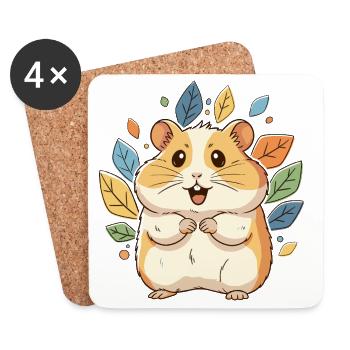 Cuddly hamster with autumn leaves - Coasters (set of 4) - white - Front