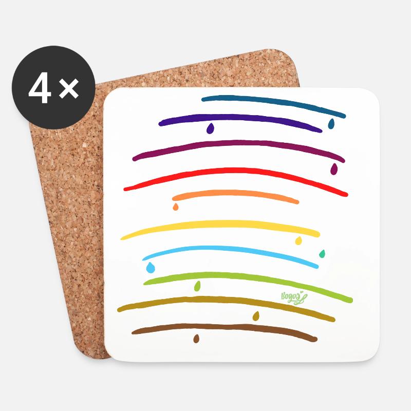 Regenbogenbögen mit Tropfen - Untersetzer (4er-Set) - Weiß