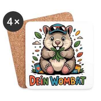 Süßer Wombat Love - Untersetzer (4er-Set) - Weiß - Vorne