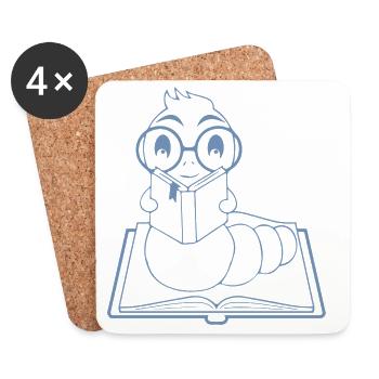Silhouette de nerd de lecteur minimaliste - Dessous de verre (lot de 4) - blanc - Devant