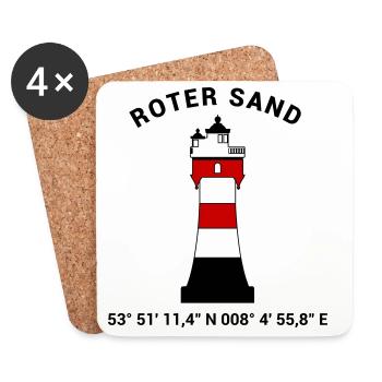 Leuchtturm Roter Sand - Maritim Nordsee Ostsee - Untersetzer (4er-Set) - Weiß - Vorne