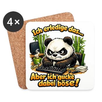 Ich mach das aber ich gucke dabei böse Panda - Untersetzer (4er-Set) - Weiß - Vorne