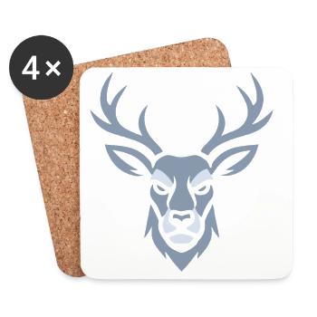 Blue Deer Head - Coasters (set of 4) - white - Front
