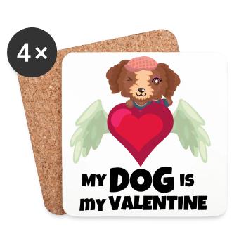 Cute Angel Dog Heart – Puppy Love Wings - Coasters (set of 4) - white - Front