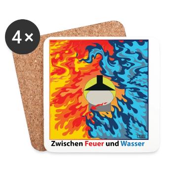 Zwischen Feuer und Wasser - Feuerwehr - Untersetzer (4er-Set) - Weiß - Vorne