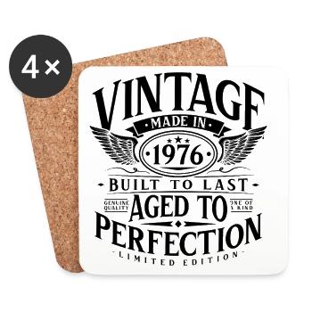 Vintage 1976 Jahrgang Geburtstag Retro Geschenk - Untersetzer (4er-Set) - Weiß - Vorne