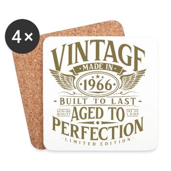 Cadeau d’anniversaire Vintage Born Vintage 1966 - Dessous de verre (lot de 4) - blanc - Devant