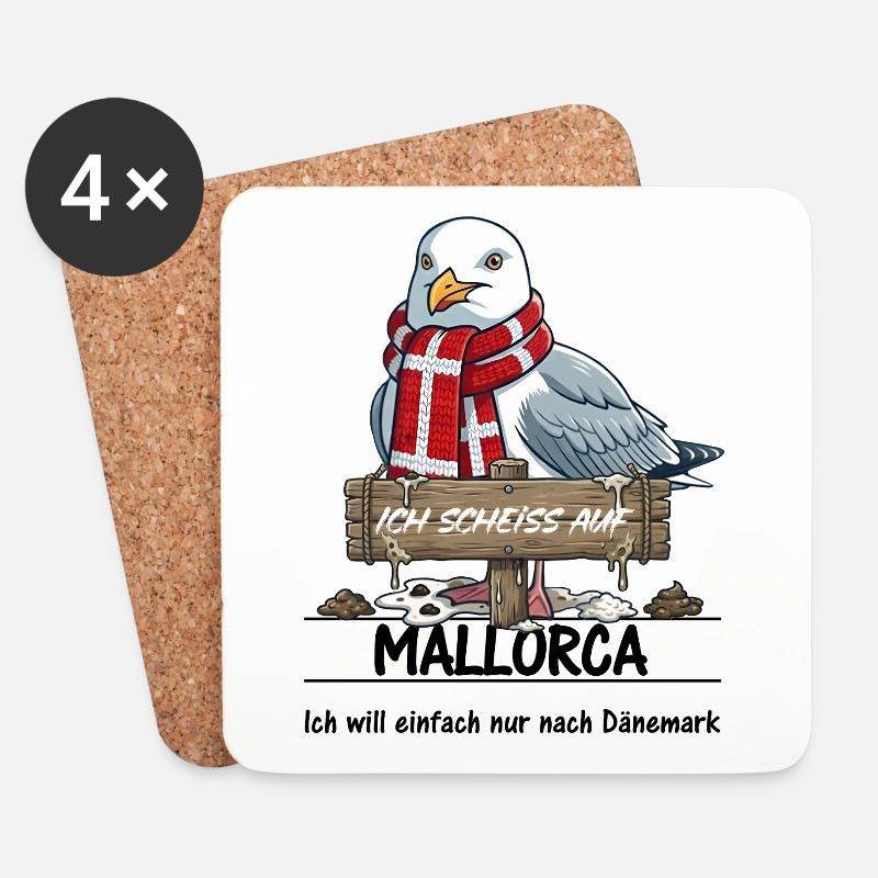 Ich scheisse auf ... Mallorca - lieber Dänemark - Untersetzer (4er-Set) - Weiß