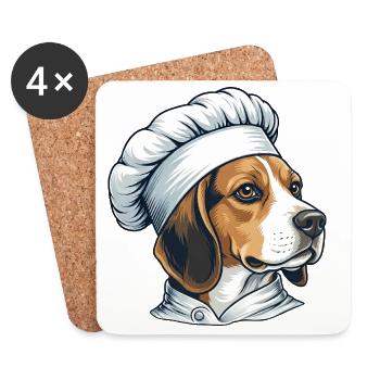 Beagle Chef – Funny Dog Chef - Coasters (set of 4) - white - Front