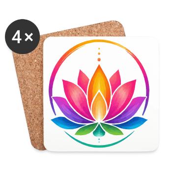 Rainbow Lotus in a Circle - Coasters (set of 4) - white - Front