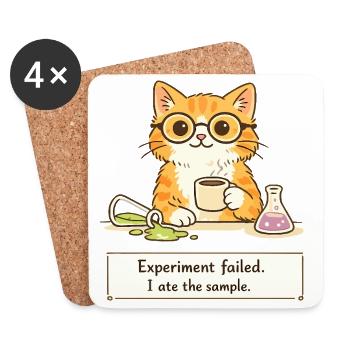 Wissenschaftler-Katze. Experiment gescheitert. Ich habe die Probe gegessen - Untersetzer (4er-Set) - Weiß - Vorne
