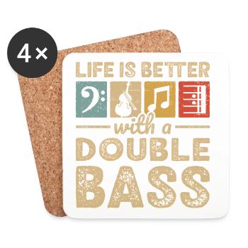 Kontrabassspieler Bassist Kontrabass - Untersetzer (4er-Set) - Weiß - Vorne