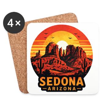 Motif de coucher de soleil à Sedona, Arizona - Dessous de verre (lot de 4) - blanc - Devant