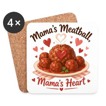 Mom's Meatball & Mom's Heart – Cute Children's Design - Coasters (set of 4) - white - Front