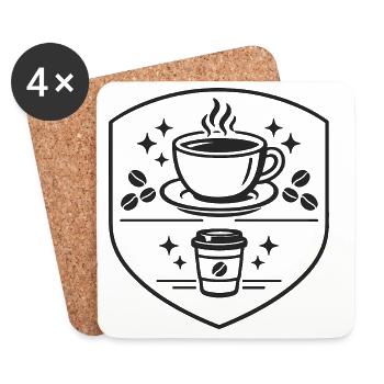 Kaffeekunst Schild-Logo - Untersetzer (4er-Set) - Weiß - Vorne