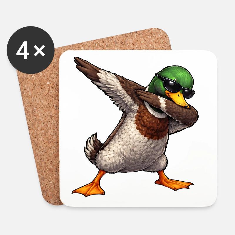 Dabbing Stockente - Untersetzer (4er-Set) - Weiß