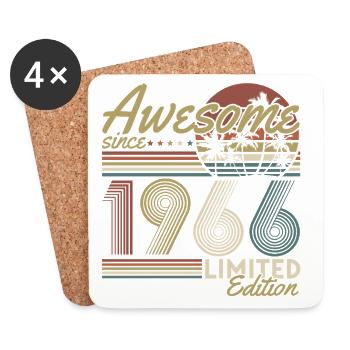 1966 Vintage Anniversaire Vintage Rétro Cadeau - Dessous de verre (lot de 4) - blanc - Devant