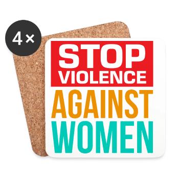Gewalt gegen Frauen stoppen - Untersetzer (4er-Set) - Weiß - Vorne