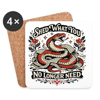 Shred What You No Longer Need Snake Artwork - Coasters (set of 4) - white - Front
