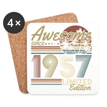 Cadeau rétro vintage d’anniversaire 1957 - Dessous de verre (lot de 4) - blanc - Devant