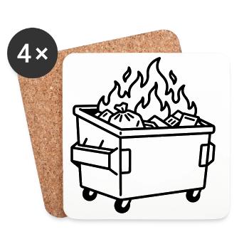 Incendie de poubelle - Dessous de verre (lot de 4) - blanc - Devant