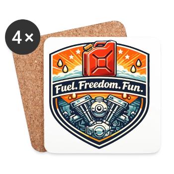 Fuel Freedom Fun Badge - Untersetzer (4er-Set) - Weiß - Vorne