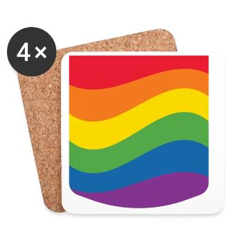 Rainbow Wave Pride Flag Minimal Design - Coasters (set of 4) - white - Front