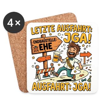 Letzte Ausfahrt JGA Endbaustelle Ehe - Untersetzer (4er-Set) - Weiß - Vorne