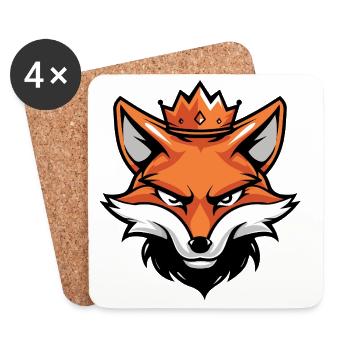 Fuchs Kopf Krone - Untersetzer (4er-Set) - Weiß - Vorne