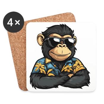 Affe Comic Urlaub - Untersetzer (4er-Set) - Weiß - Vorne