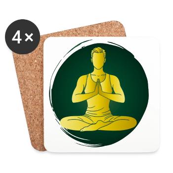 Yoga Mann Grün Meditation Zen Wellness Pose  - Untersetzer (4er-Set) - Weiß - Vorne