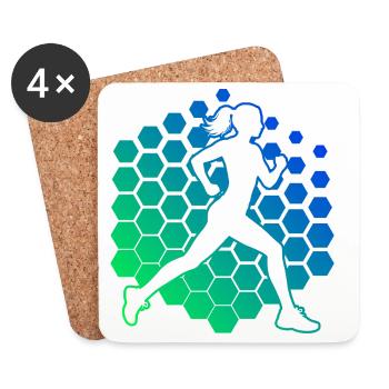 Geschenkidee für eine Running mit Running - Untersetzer (4er-Set) - Weiß - Vorne