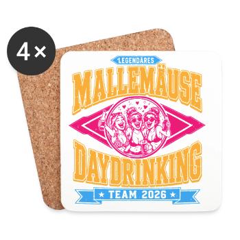 Malle 2026 Mallemäuse Daydrinking Team 2026 - Untersetzer (4er-Set) - Weiß - Vorne