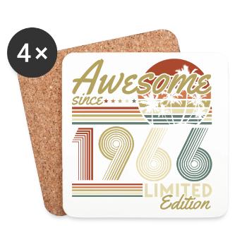 1966 Vintage Anniversaire Vintage Rétro Cadeau - Dessous de verre (lot de 4) - blanc - Devant