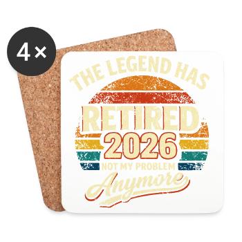 The Legend geht 2026 in den Ruhestand – Humor - Untersetzer (4er-Set) - Weiß - Vorne