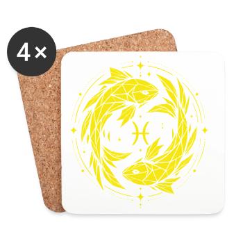 Pisces Symbol – Gentle & Modern - Coasters (set of 4) - white - Front