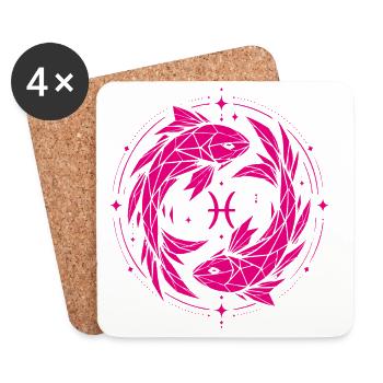 Pisces Symbol – Gentle & Modern - Coasters (set of 4) - white - Front