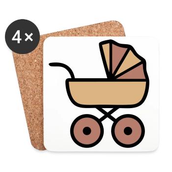 Stroller Baby Boho Icon - Coasters (set of 4) - white - Front