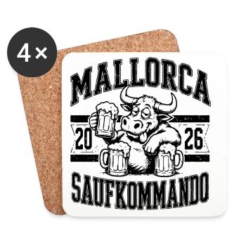 Malle 2026 Saufkommando Mallorca 2026 - Untersetzer (4er-Set) - Weiß - Vorne