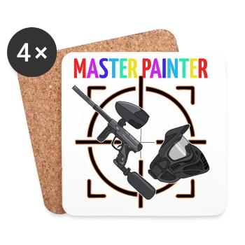 Paintball : Maître Peintre - Dessous de verre (lot de 4) - blanc - Devant