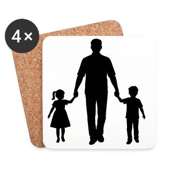 Father Child Silhouette Walking Family Dad Love - Coasters (set of 4) - white - Front