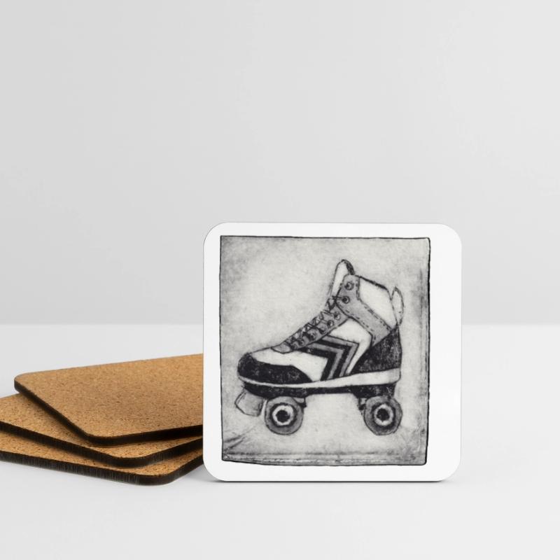 Roller Roller Retro - Sculpté à la main imprimable Dessous de verre (lot de 4)