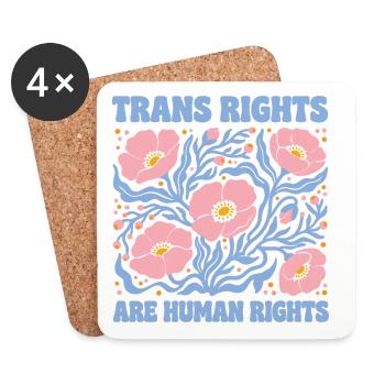 Pride Month LGBT -  Trans Rights Are Human Rights - Coasters (set of 4) - white - Front